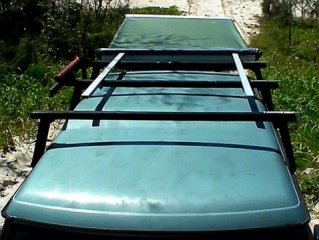 mounted on roof tent rails